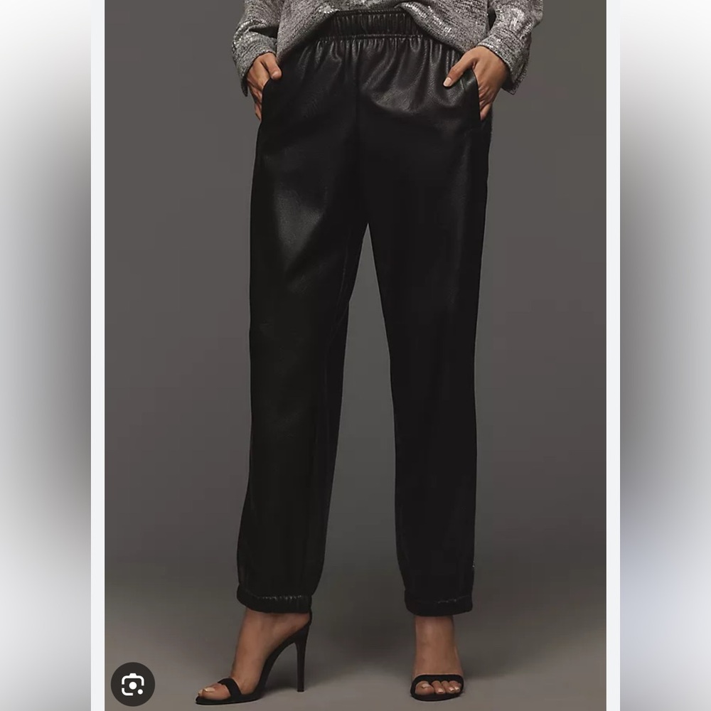 NWT Anthropologie Avec Les Filles Black Faux-Leather Jogger
Pants